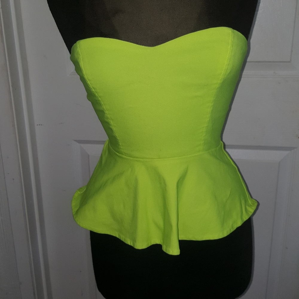 Lime green bustier top by Varga